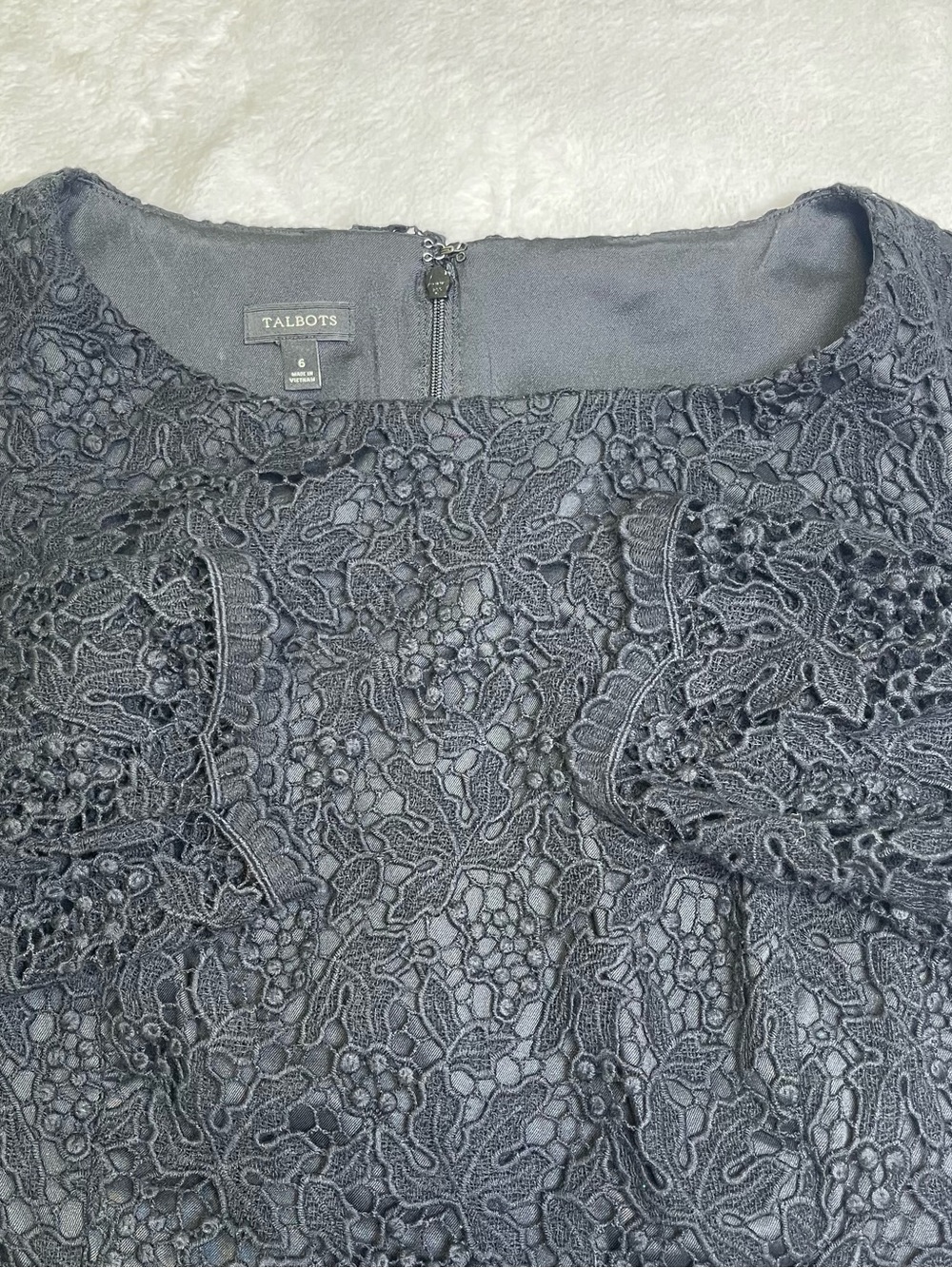 Talbots Black Floral Guipure Lace Sheath Dress Size 6